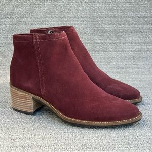 ECCO Sartorelle Burgundy Suede Ankle Boots Women's Size 6-6.5 US NEW